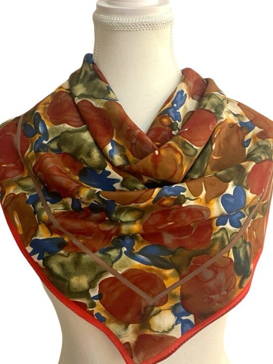 Tie Racks Accessories - Tie Rack Vintage Floral Silk Square Scarf, 100% Silk, Made in Japan, 30 x 30, Ar